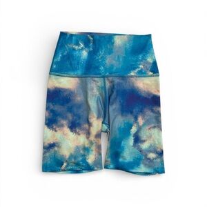 Beyond Yoga Biker Shorts High Waisted Blue Green Tie Dye M